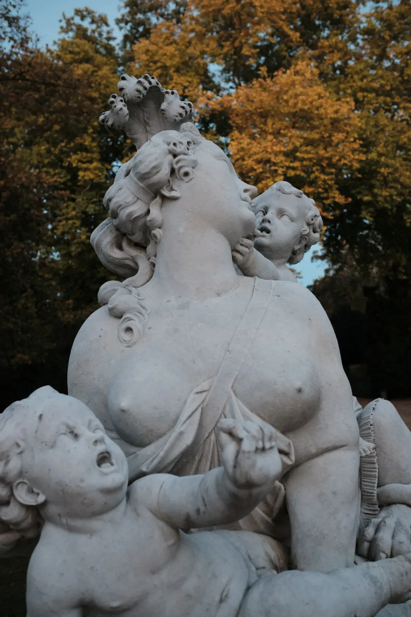 Marble sphinx and putti at Sanssouci Park